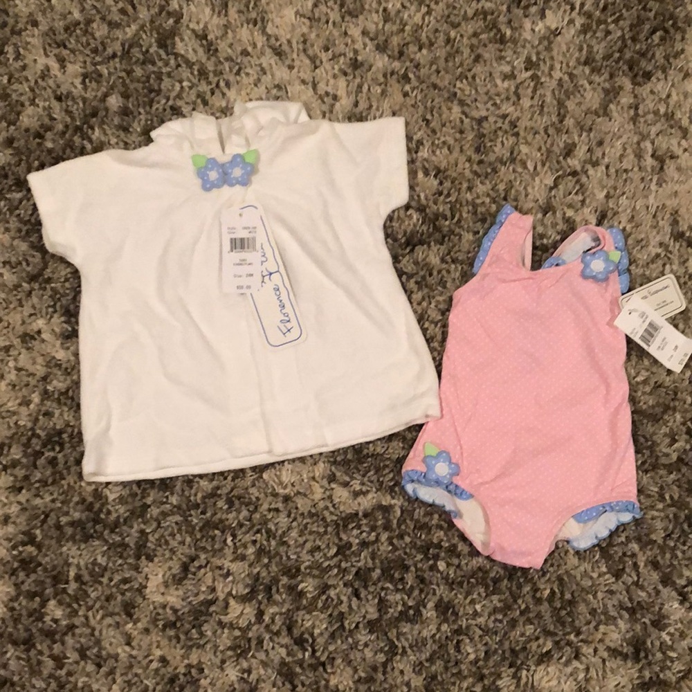 NWT Florence Eiseman onepiece swimsuit w/matching cape coverup Size 24 months